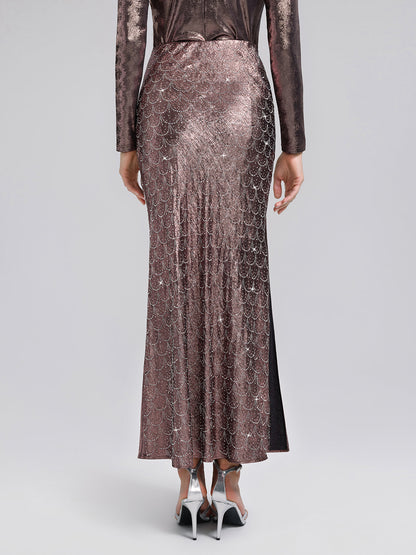 Yırtmaçlı Taşlı Balık Etek