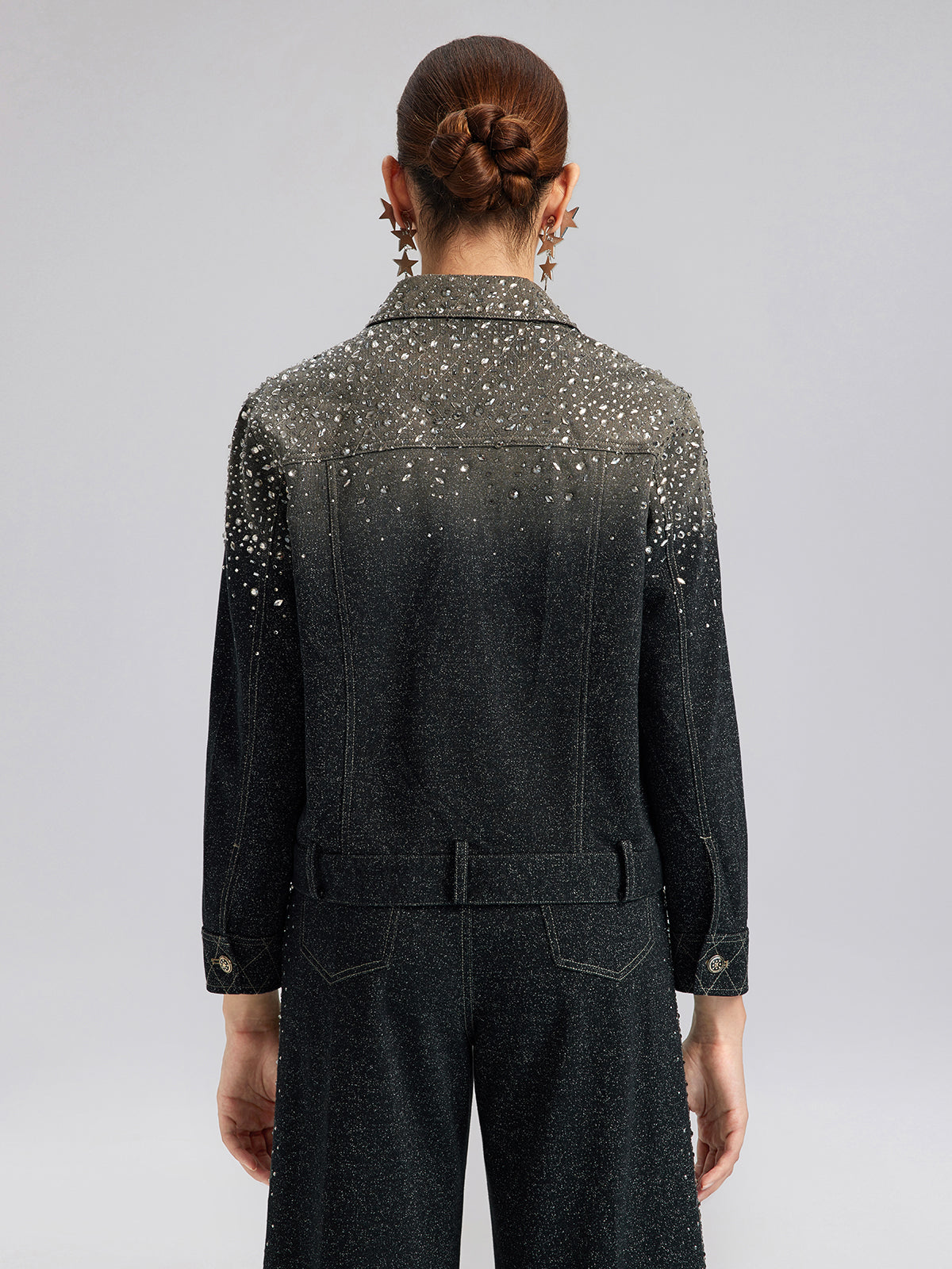 El Yapımı Taşlı Renk Geçişli Triko Ceket