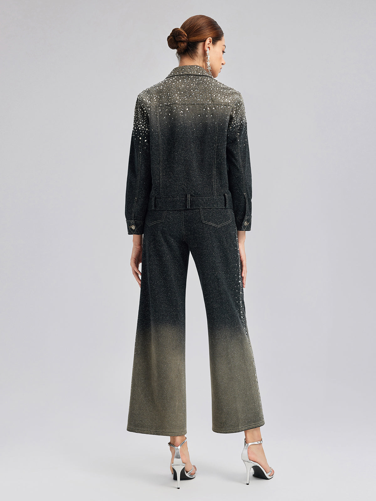 El Yapımı Taşlı Renk Geçişli Triko Ceket