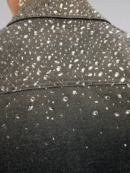 El Yapımı Taşlı Renk Geçişli Triko Ceket