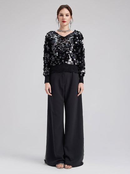 Lüks Pullu Yün Triko Bluz