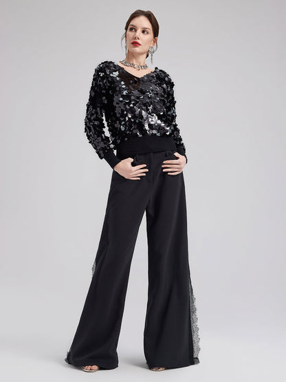 Lüks Pullu Yün Triko Bluz