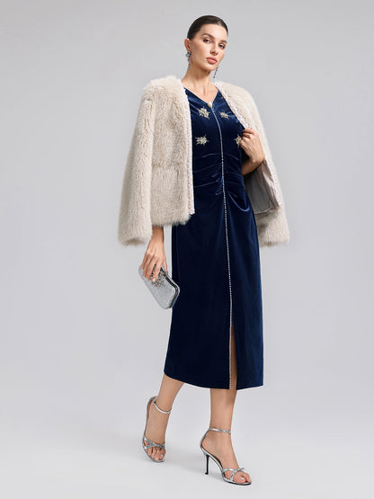 Gümüş Uçlu İncili Kürk Ceket