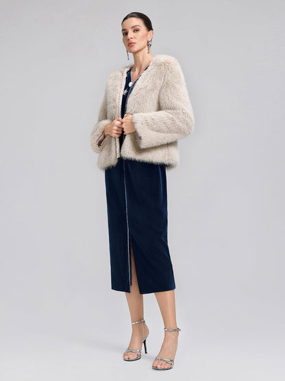 Gümüş Uçlu İncili Kürk Ceket