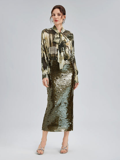 Pullu İşlemeli Esnek Etek