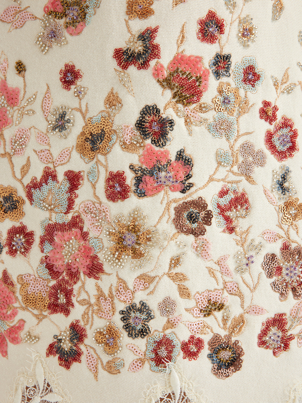 Çiçekli Pullu Nakışlı Triko Etek