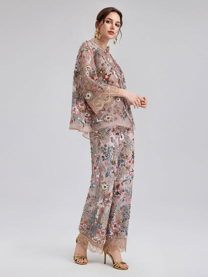 Çok Renkli Pullu Nakışlı Bluz