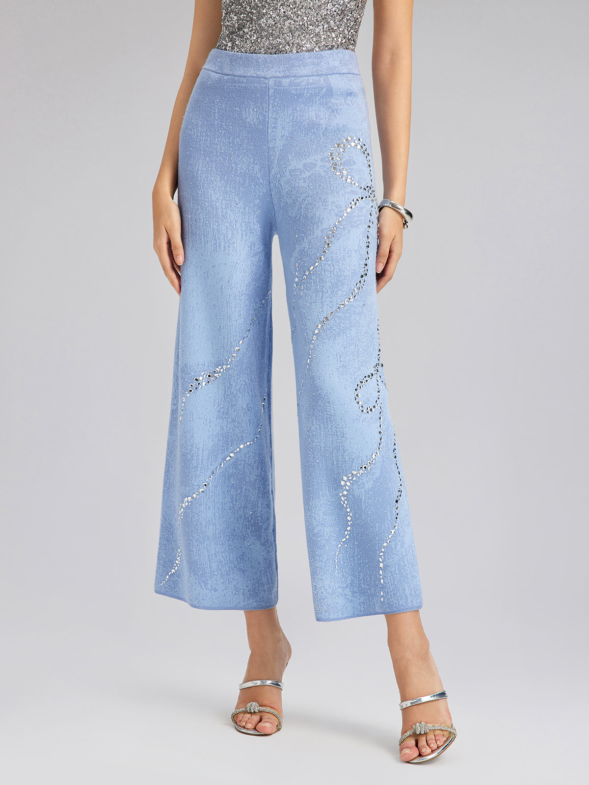 Yün Taşlı Jakar Esnek Pantolon