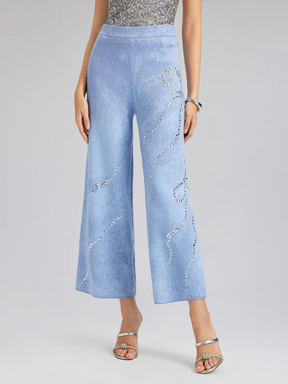 Yün Taşlı Jakar Esnek Pantolon