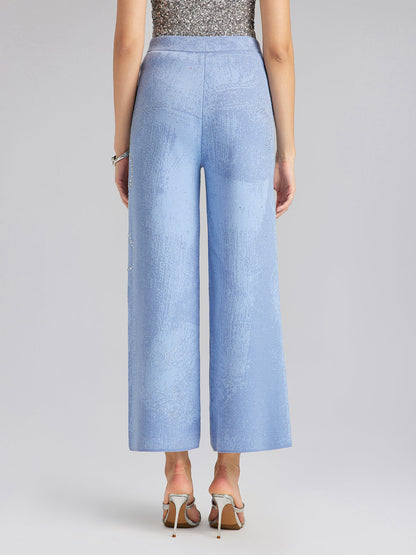 Yün Taşlı Jakar Esnek Pantolon