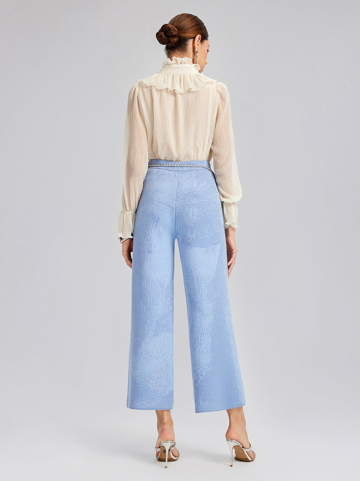 Yün Taşlı Jakar Esnek Pantolon