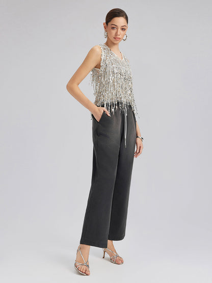 Dantelli Boncuklu Fermuarlı Kapüşonlu Üst