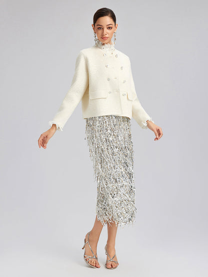 Püsküllü Pullu Midi Etek