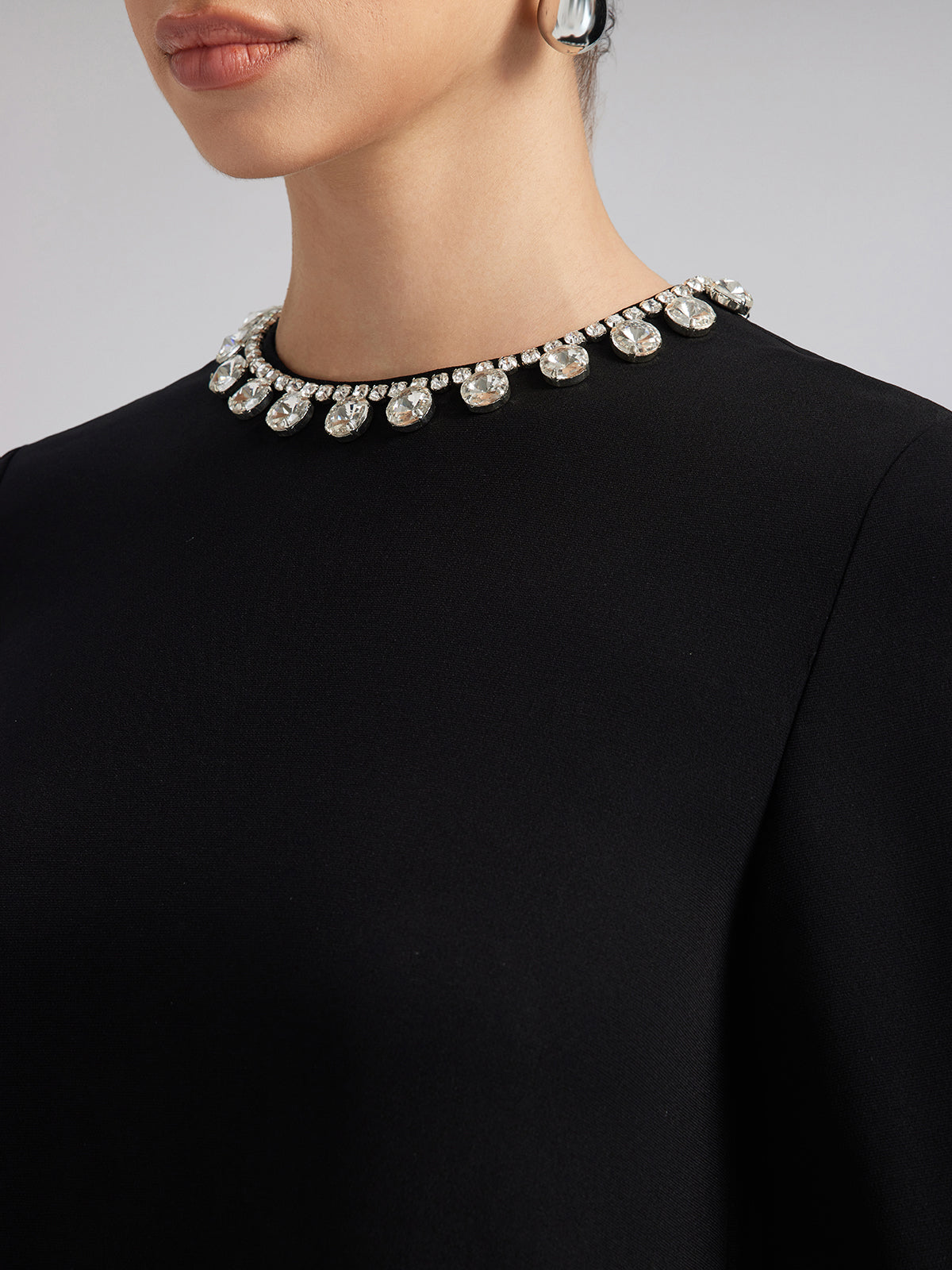 Lüks Siyah Tüylü Elbise