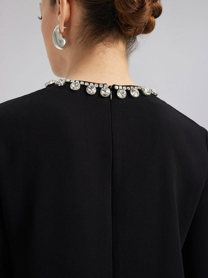 Lüks Siyah Tüylü Elbise