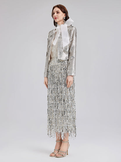 İşlemeli Pullu Kısa Kaban