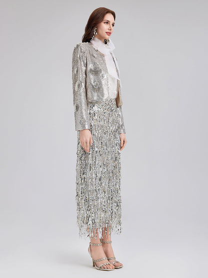 İşlemeli Pullu Kısa Kaban