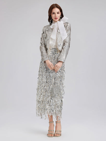 İşlemeli Pullu Kısa Kaban