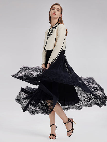 Muhteşem Dantel Nakışlı Volanlı Etek
