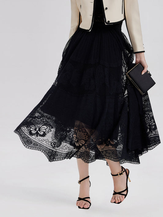 Muhteşem Dantel Nakışlı Volanlı Etek