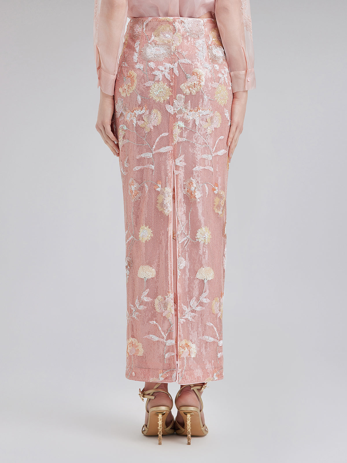 Çiçekli Pullu Fiyonklu Yırtmaçlı Etek