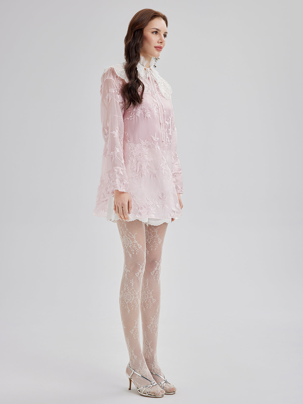 Nakışlı Organze Şeffaf Bluz