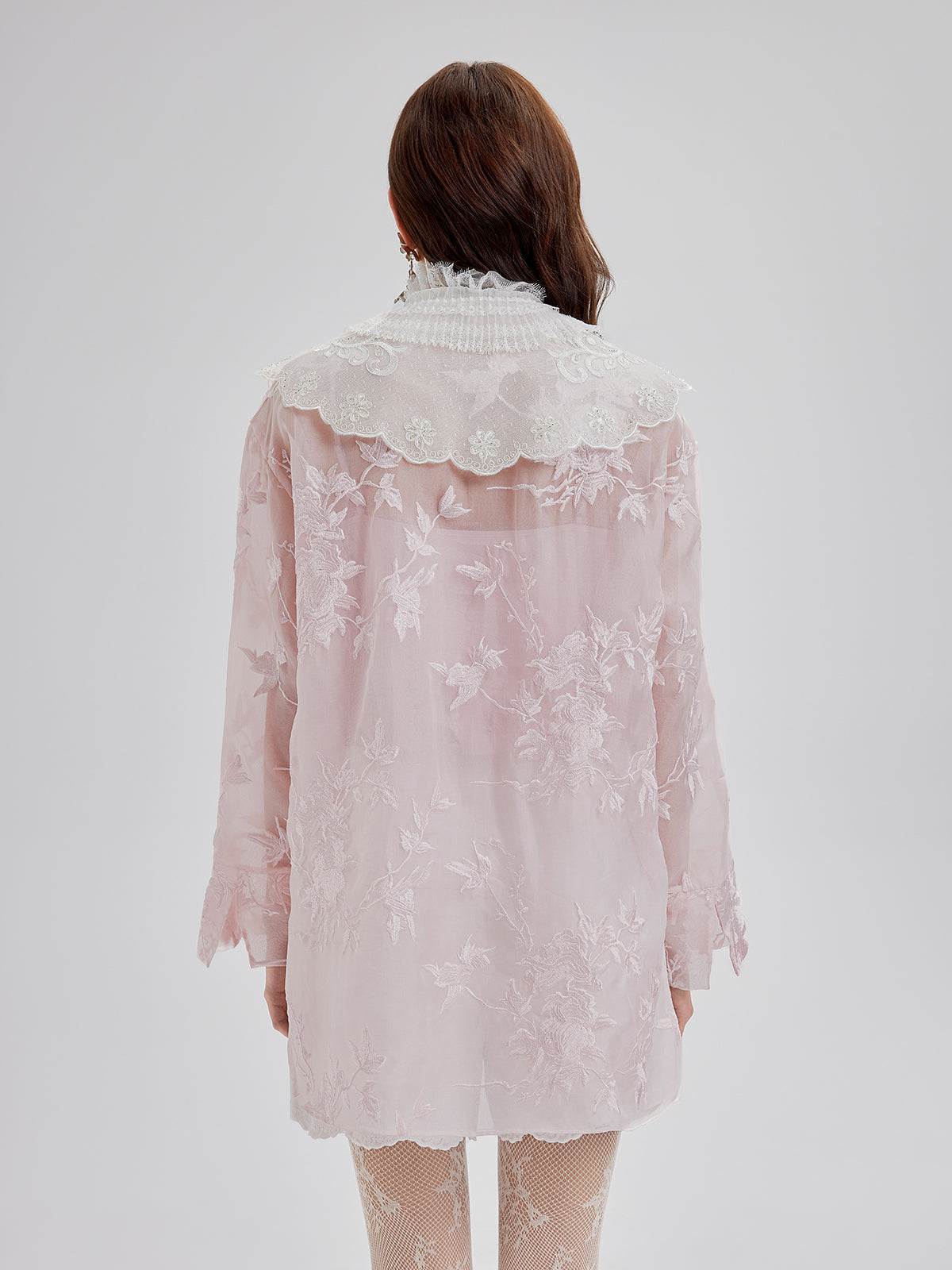 Nakışlı Organze Şeffaf Bluz