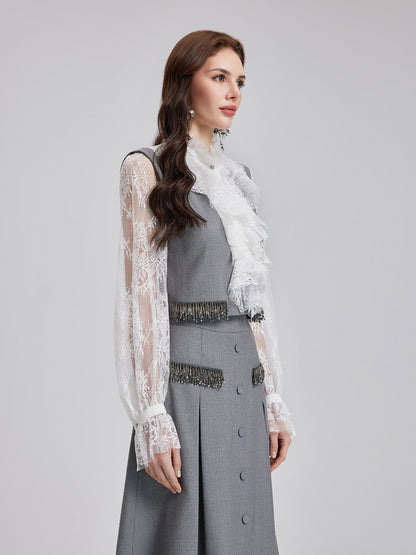 Zahmetsiz Şıklık İpek Dantel Bluz