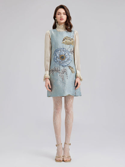 El Yapımı 3 Boyutlu Çiçekli Boncuklu Elbise