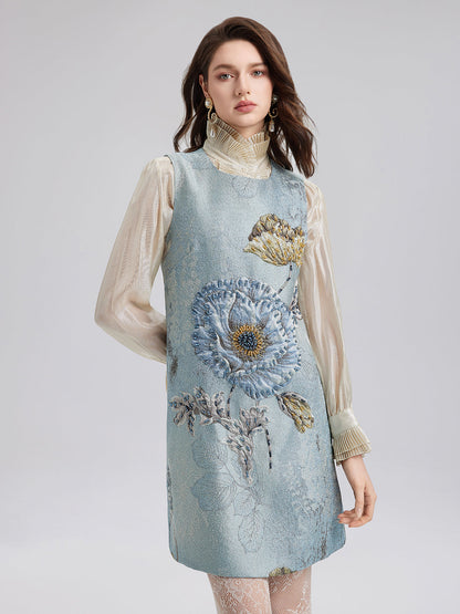 El Yapımı 3 Boyutlu Çiçekli Boncuklu Elbise