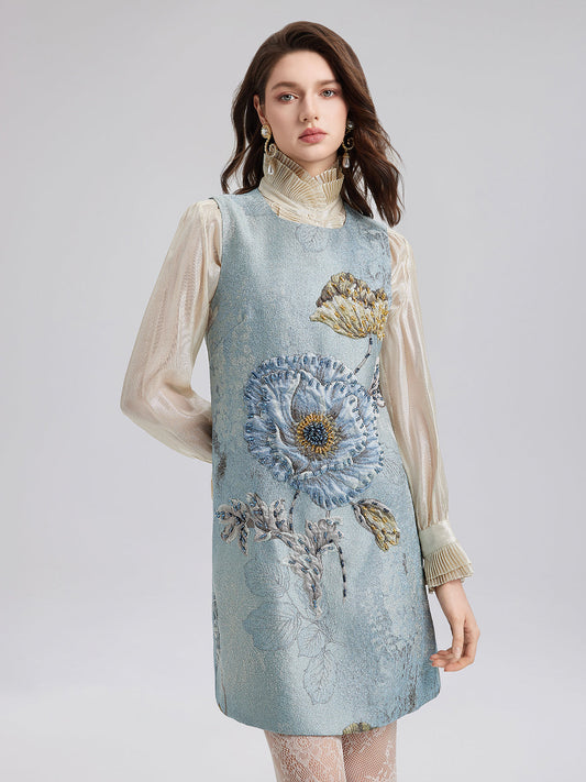 El Yapımı 3 Boyutlu Çiçekli Boncuklu Elbise