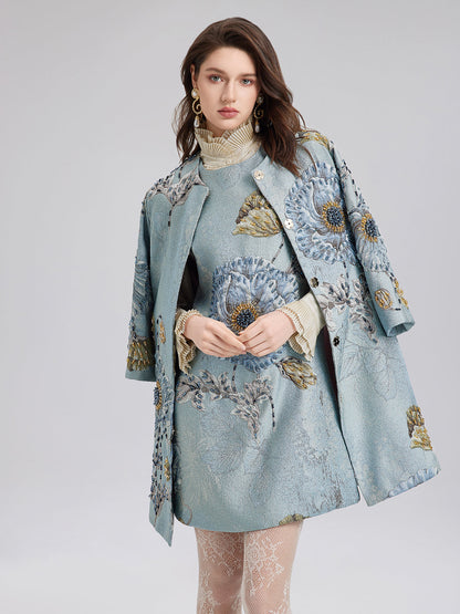 El Yapımı 3 Boyutlu Çiçekli Boncuklu Elbise