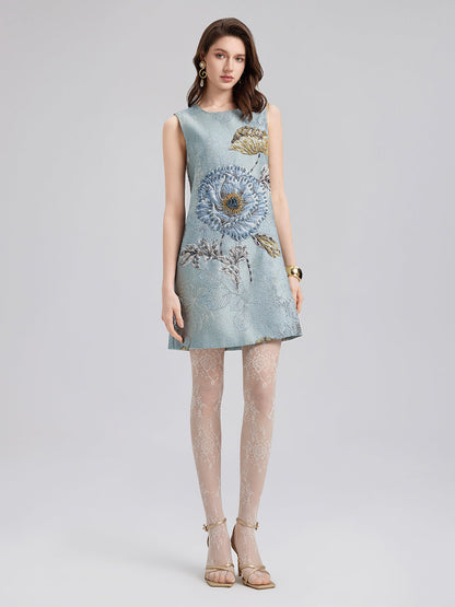 El Yapımı 3 Boyutlu Çiçekli Boncuklu Elbise