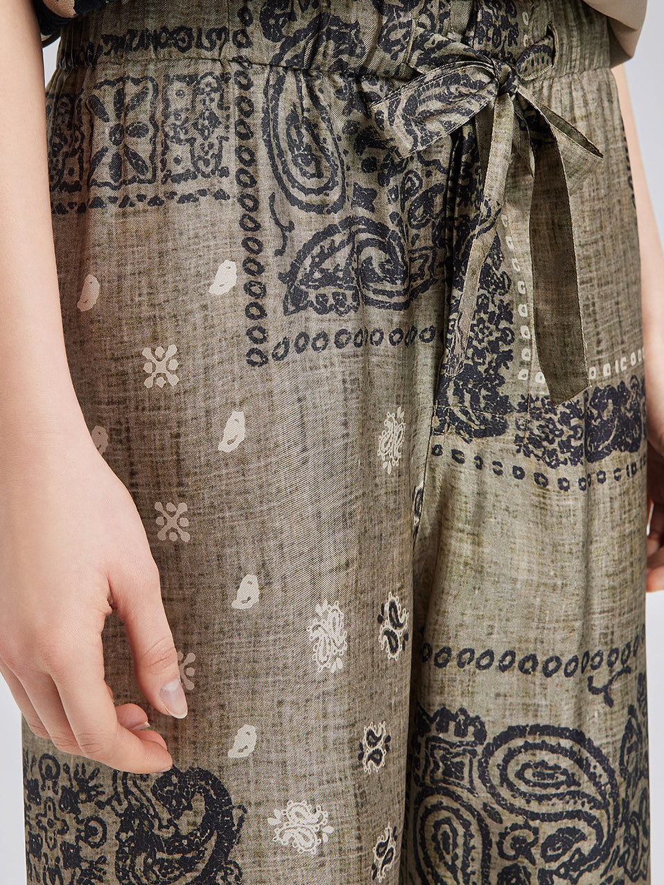 Bohem İpek Şal Desenli Pantolon