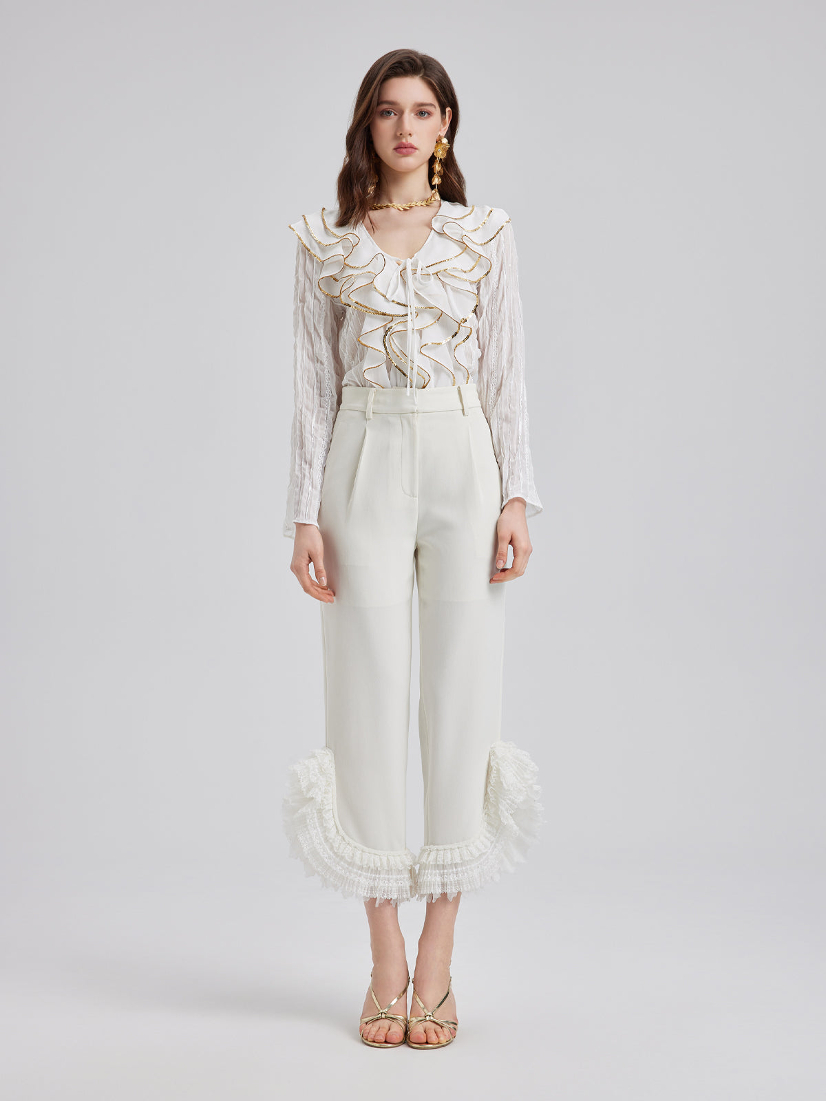 Katlı Fırfır Uçlu Havuç Pantolon