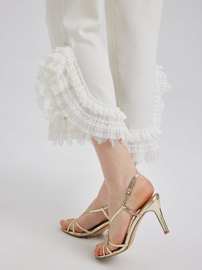 Katlı Fırfır Uçlu Havuç Pantolon