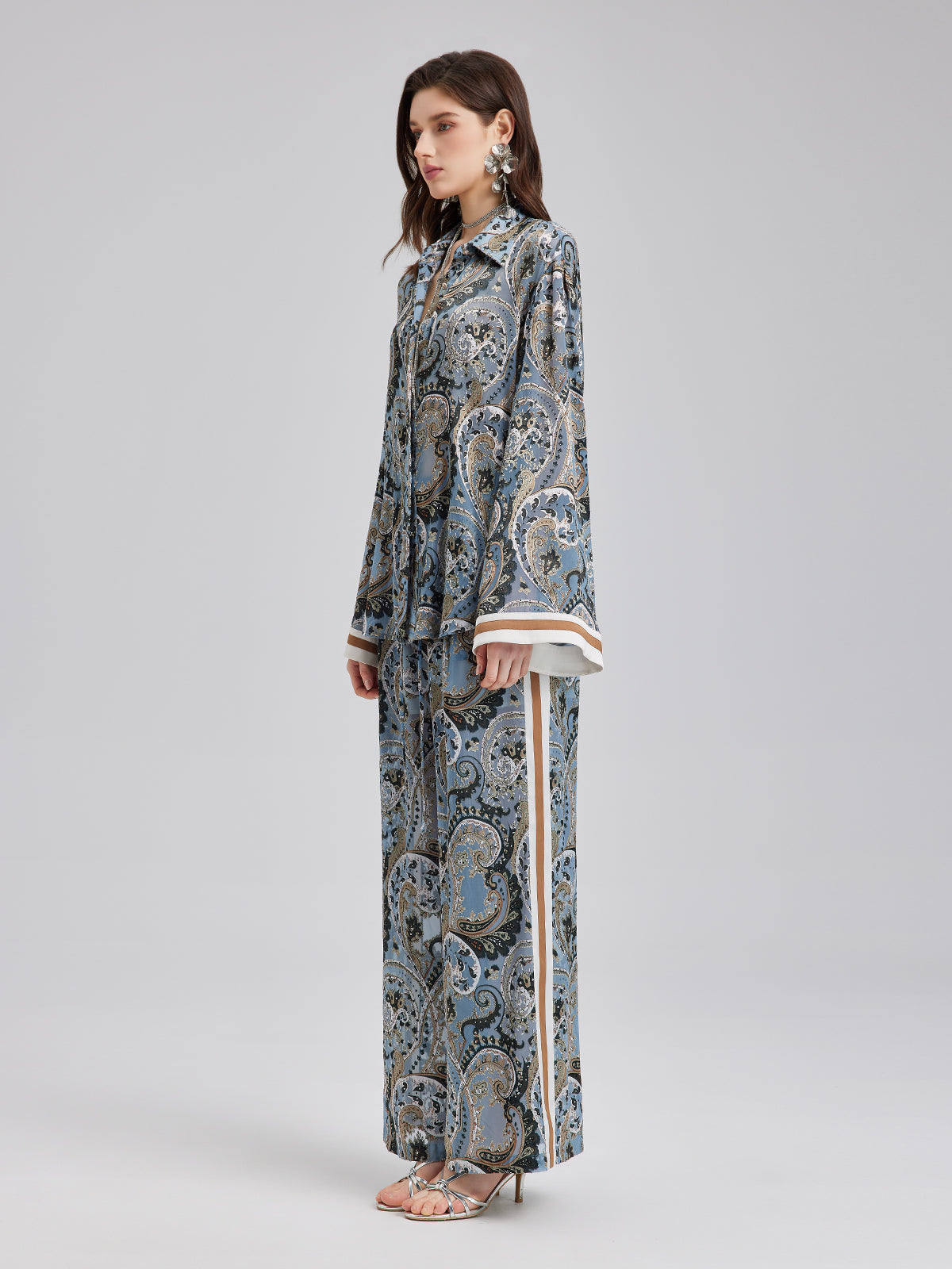 Çok Yönlü Bohem Desenli Bol Paça Pantolon