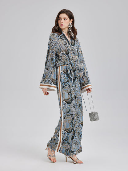 Çok Yönlü Bohem Desenli Bol Paça Pantolon