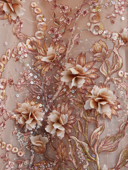 Lüks Nakışlı Çiçekli Organze Ceket