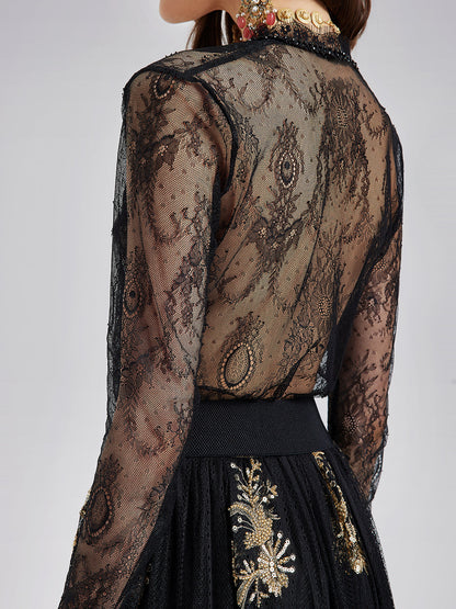 Şık Dantel İşlemeli Bluz