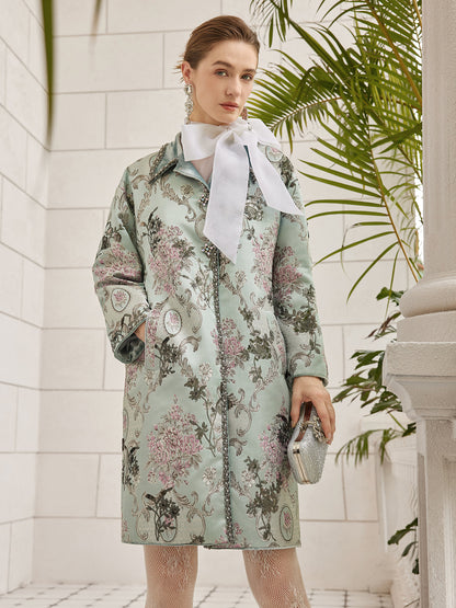 El İşlemeli Pullu Çiçek Desenli Ceket