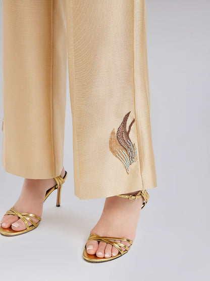 Lüks Çiçekli Pullu Düz Pantolon