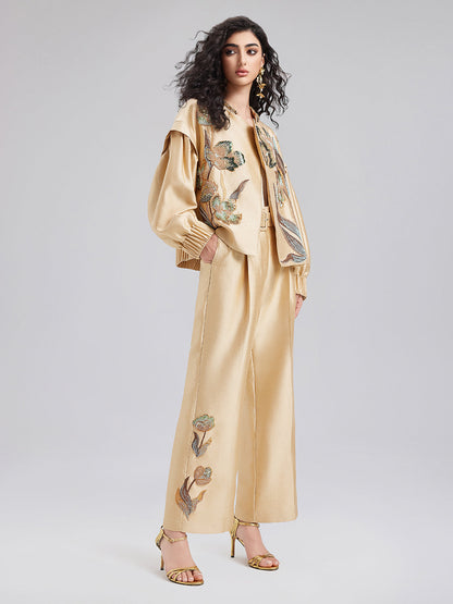 Lüks Minimalist Pullu Nakışlı Ceket