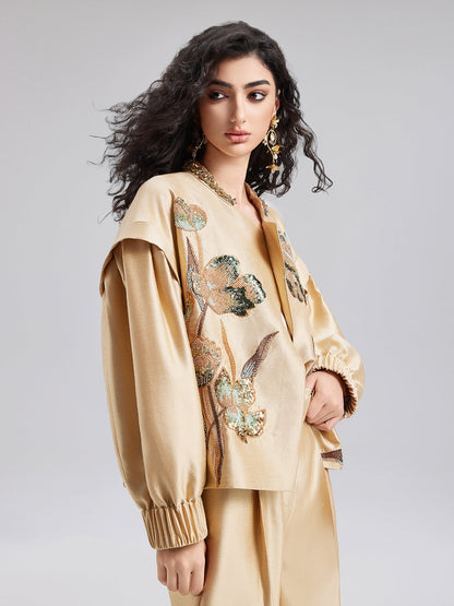 Lüks Minimalist Pullu Nakışlı Ceket