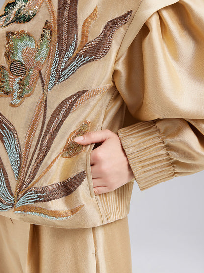 Lüks Minimalist Pullu Nakışlı Ceket