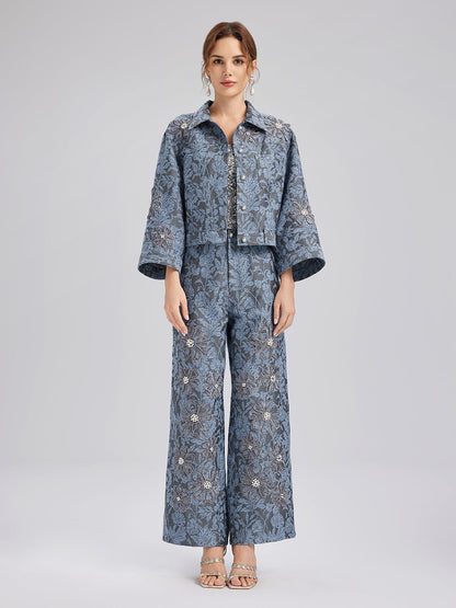 Jakar Lazer Kesim Taşlı Ceket