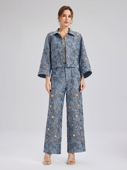 Jakar Lazer Kesim Taşlı Pantolon