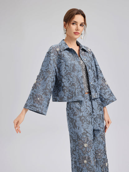 Jakar Lazer Kesim Taşlı Ceket