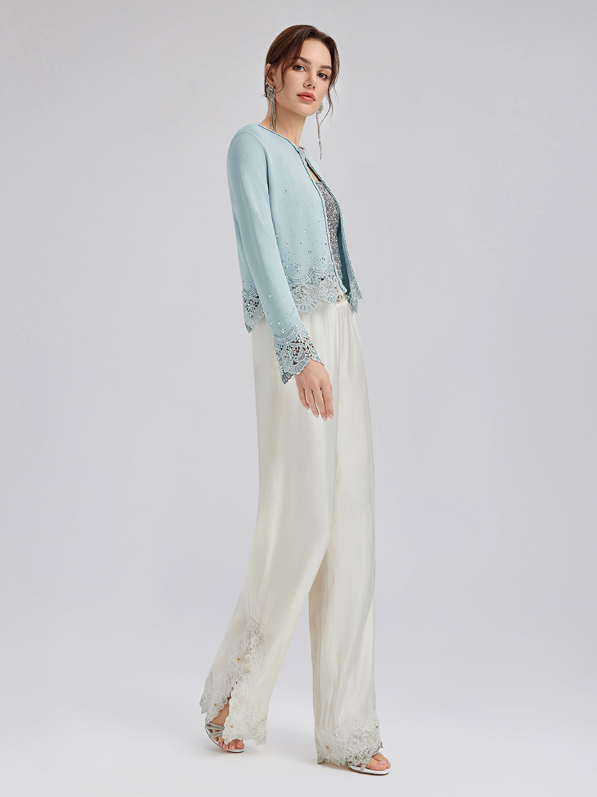 Romantik Ada Temalı Boncuklu Bol Pantolon