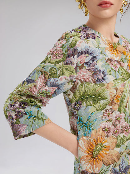 El İşlemeli 3 Boyutlu Çiçekli Düz Ceket